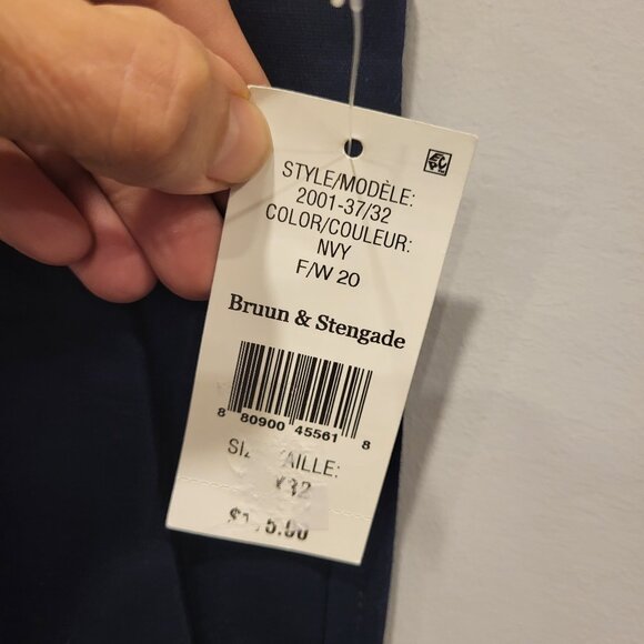 Bruun and Stengade Cotton Spandex Navy Chino Men's Pants Size 36 - Picture 6 of 14